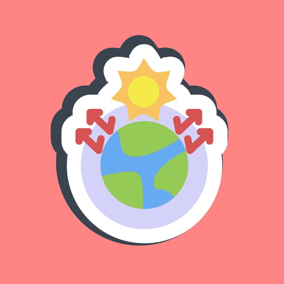 Sticker greenhouse effect. Global warming elements. vector