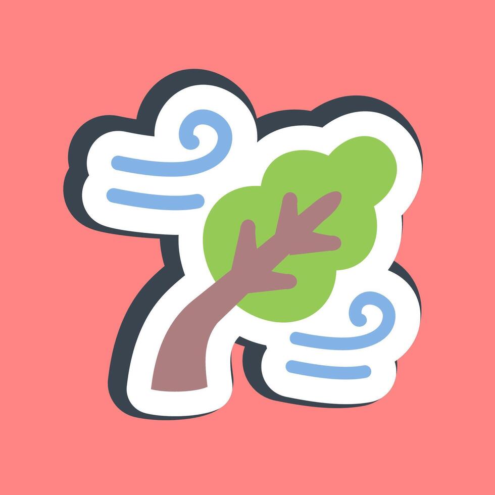Sticker strong winds. Global warming elements. vector