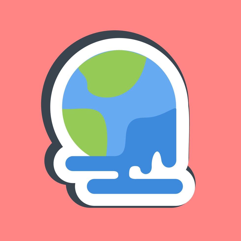 Sticker world melting. Global warming elements. vector