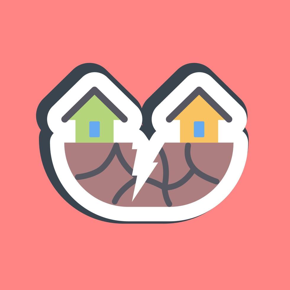 Sticker earthquake. Global warming elements. vector