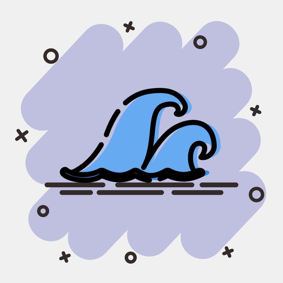Icon tsunami. Global warming elements. Icon in comic style. vector