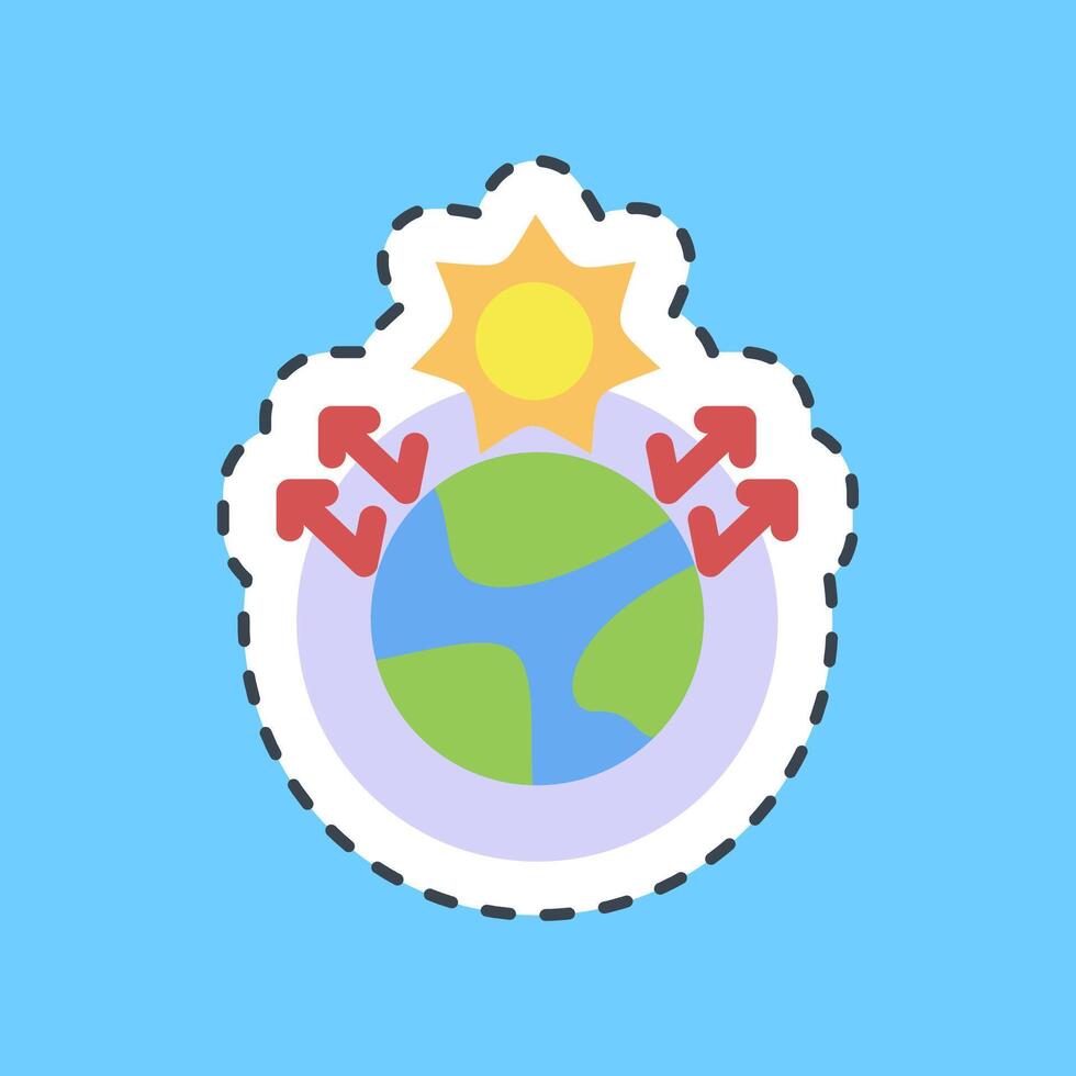 Cutting line sticker greenhouse effect. Global warming elements. vector