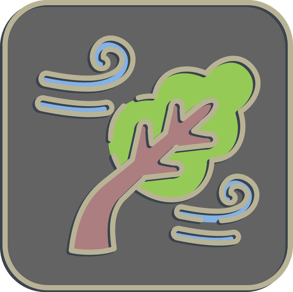 Icon strong winds. Global warming elements. Icon in embossed style. vector