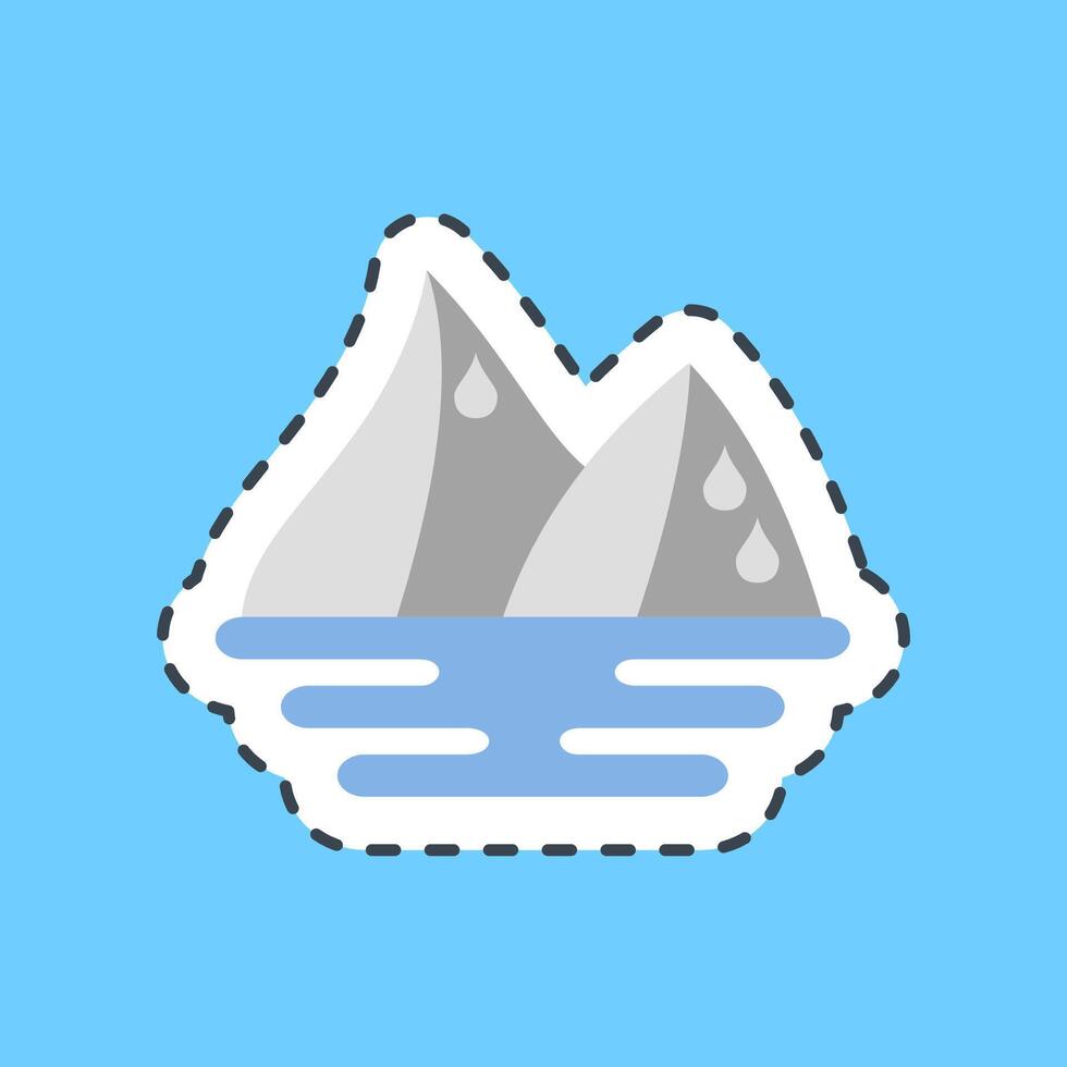 Cutting line sticker ice melting. Global warming elements. vector