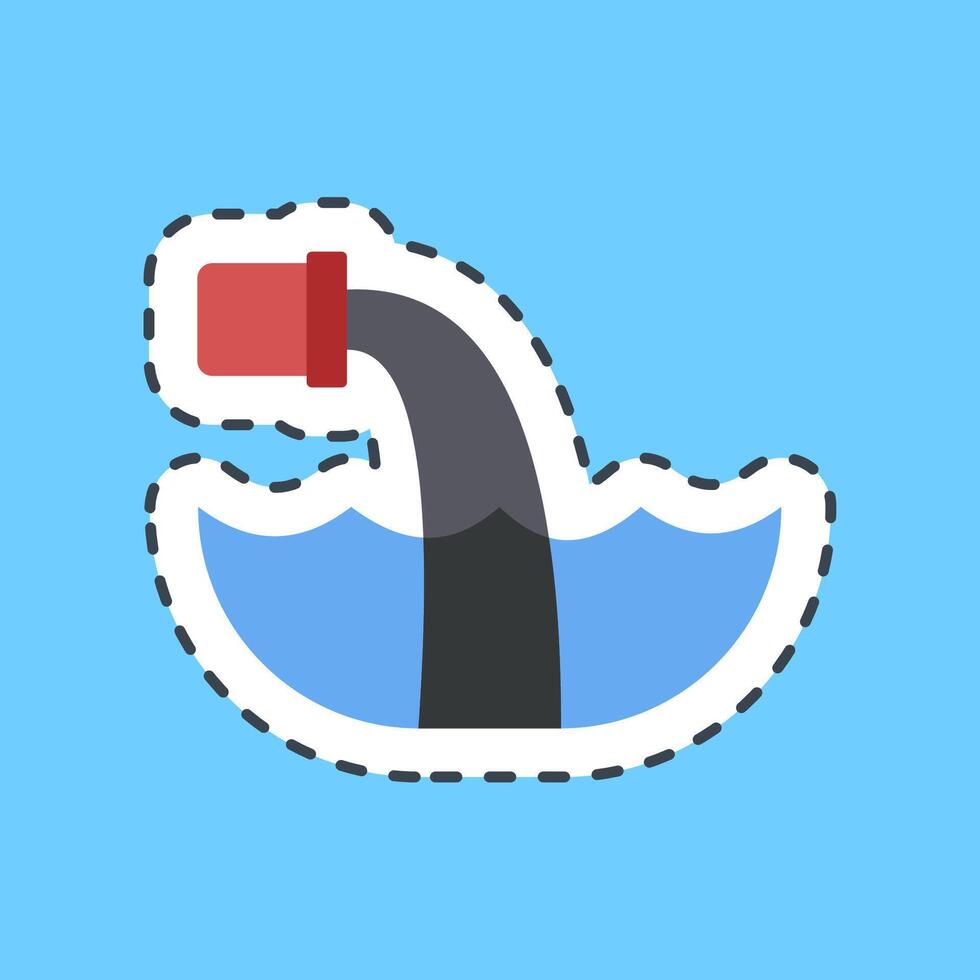 Cutting line sticker water pollution. Global warming elements. vector