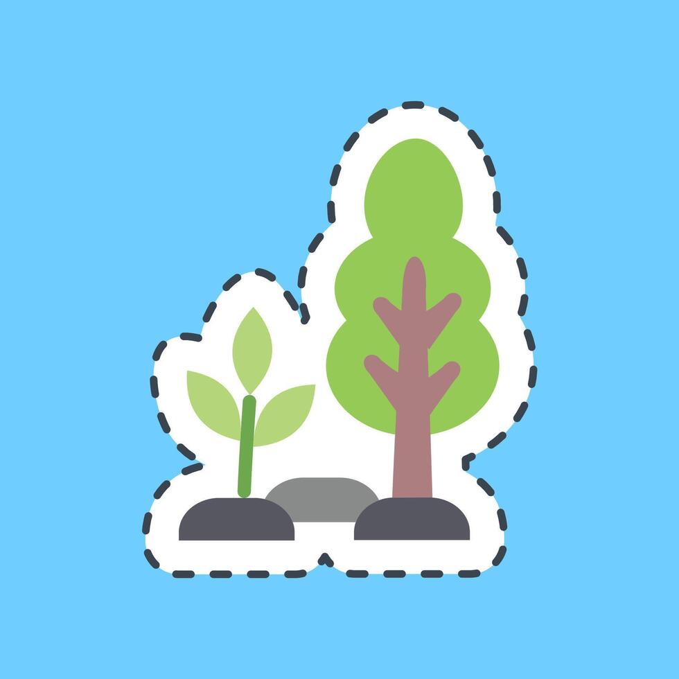 Cutting line sticker enviromental restoration. Global warming elements. vector