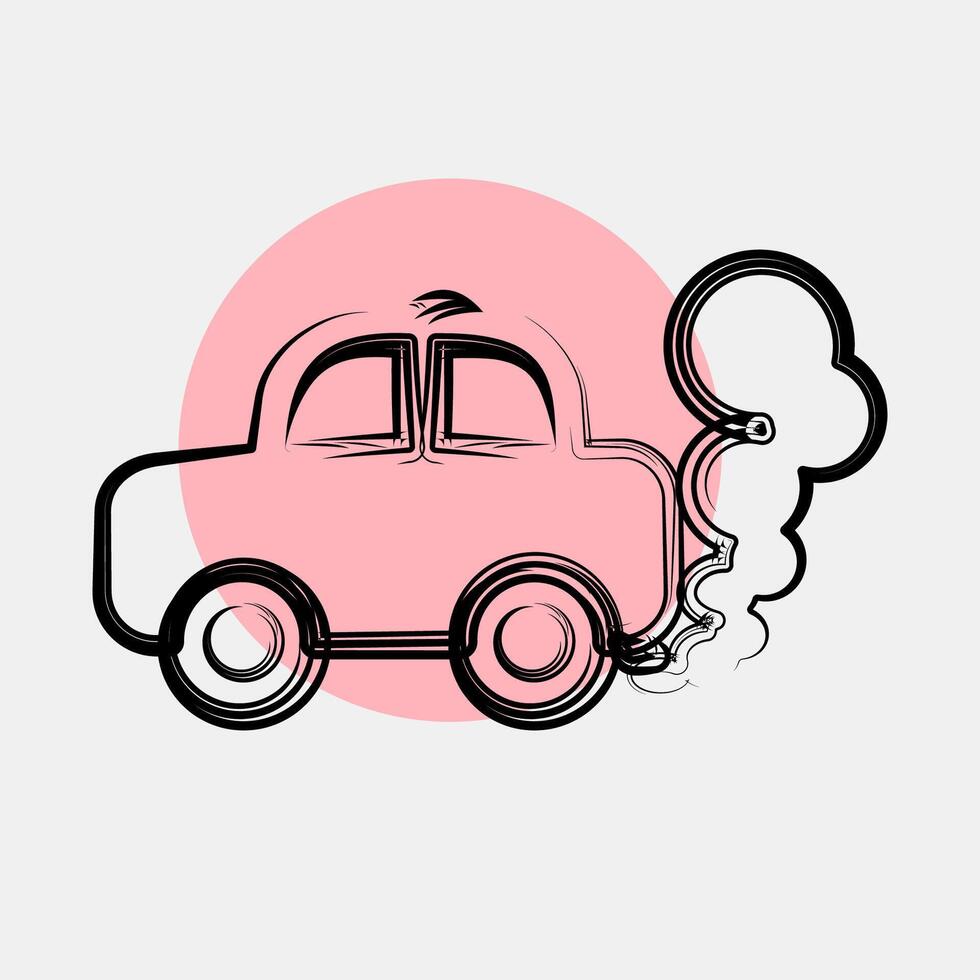 Icon car pollution. Global warming elements. Icon in color spot style. vector
