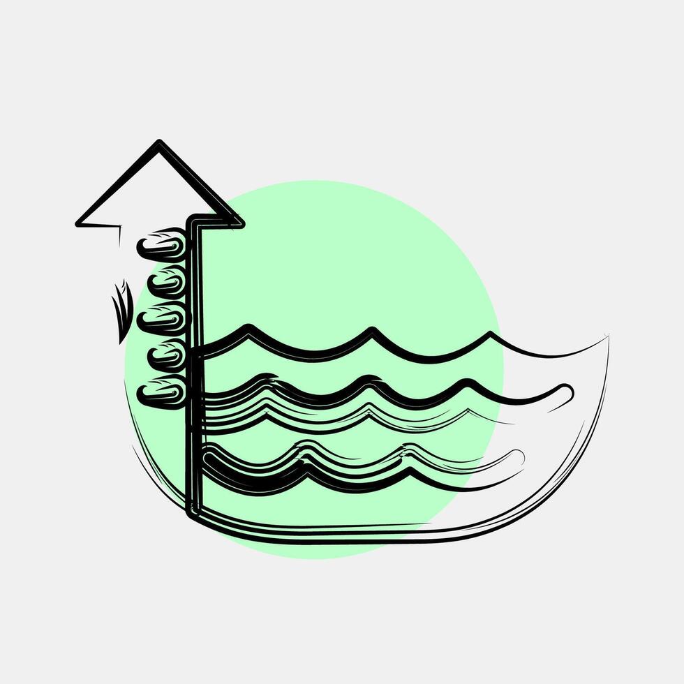 Icon sea level rise. Global warming elements. Icon in color spot style. vector