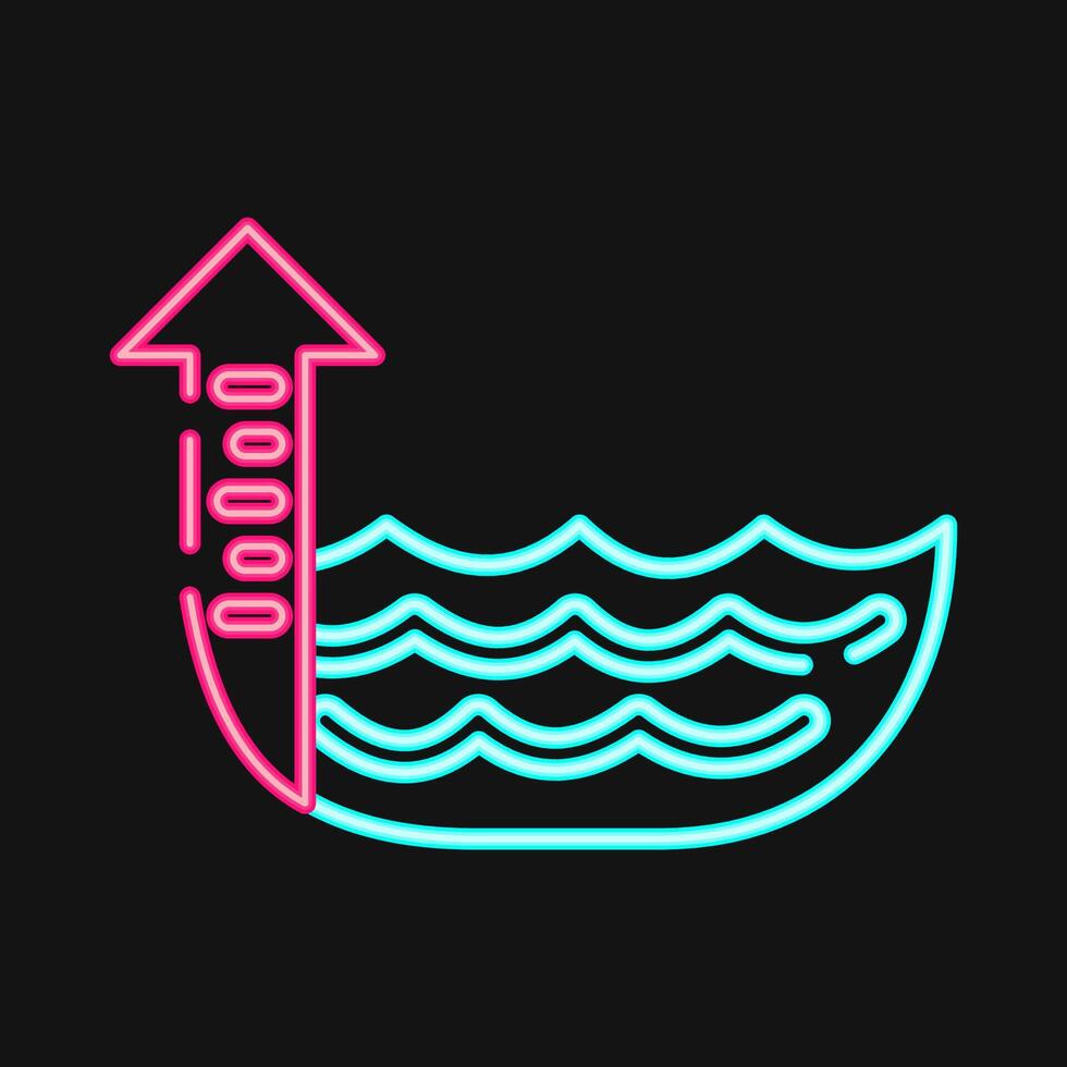 Icon sea level rise. Global warming elements. Icon in neon style. vector