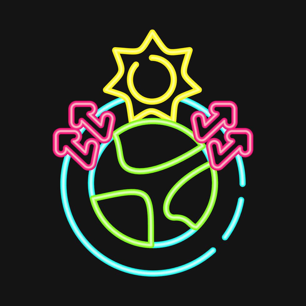 Icon greenhouse effect. Global warming elements. Icon in neon style. vector