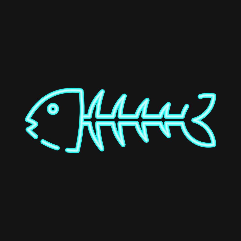 Icon fishbone. Global warming elements. Icon in neon style. vector