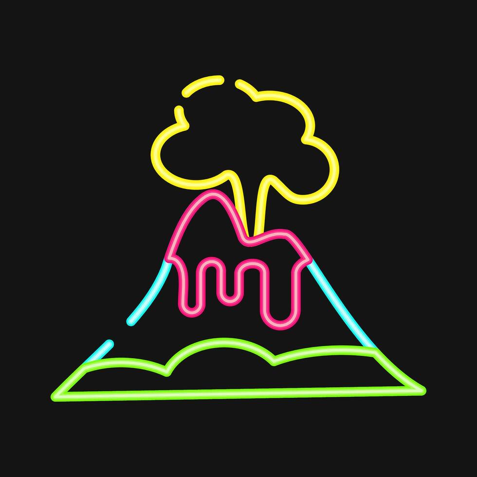 Icon volcano eruption. Global warming elements. Icon in neon style. vector