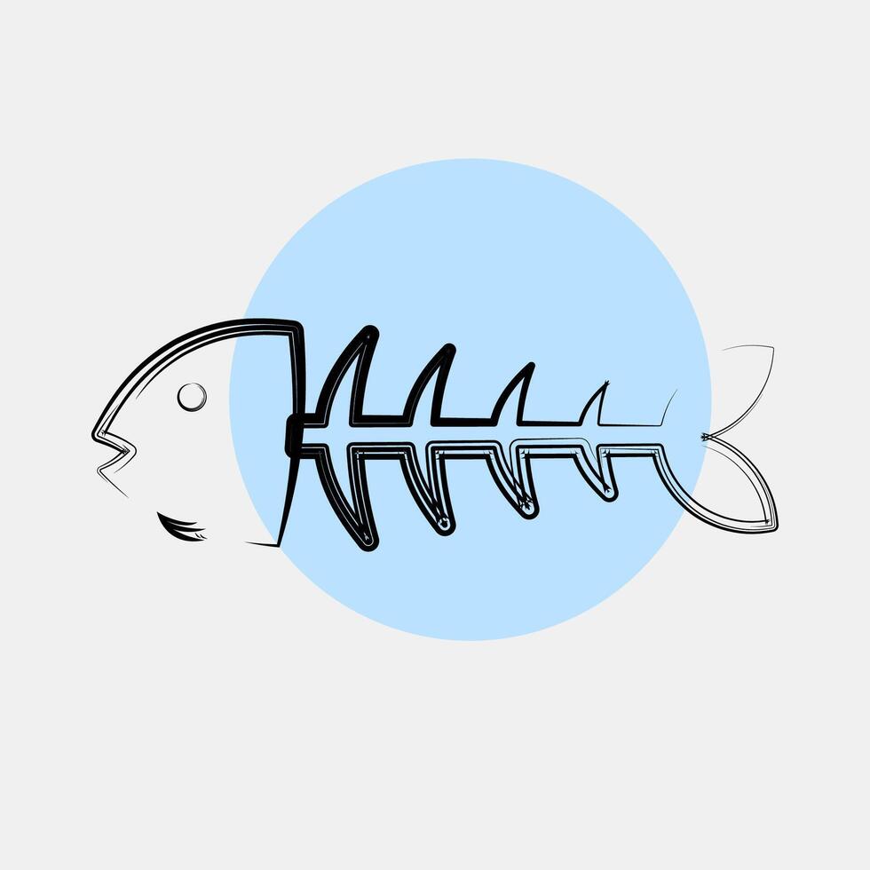 Icon fishbone. Global warming elements. Icon in color spot style. vector