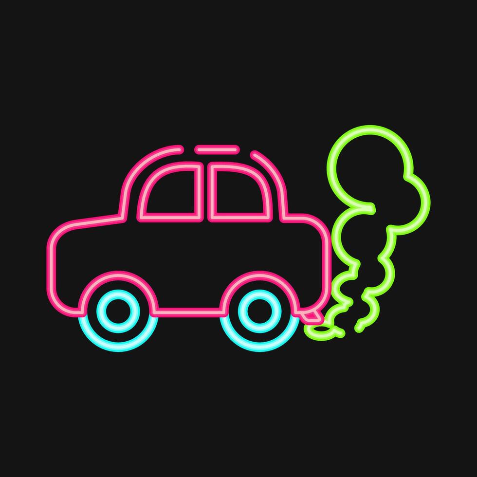 Icon car pollution. Global warming elements. Icon in neon style. vector