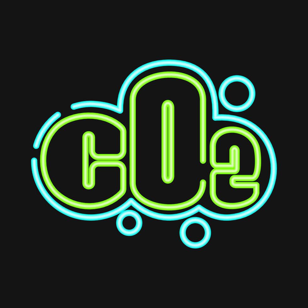 Icon carbon emission. Global warming elements. Icon in neon style. vector
