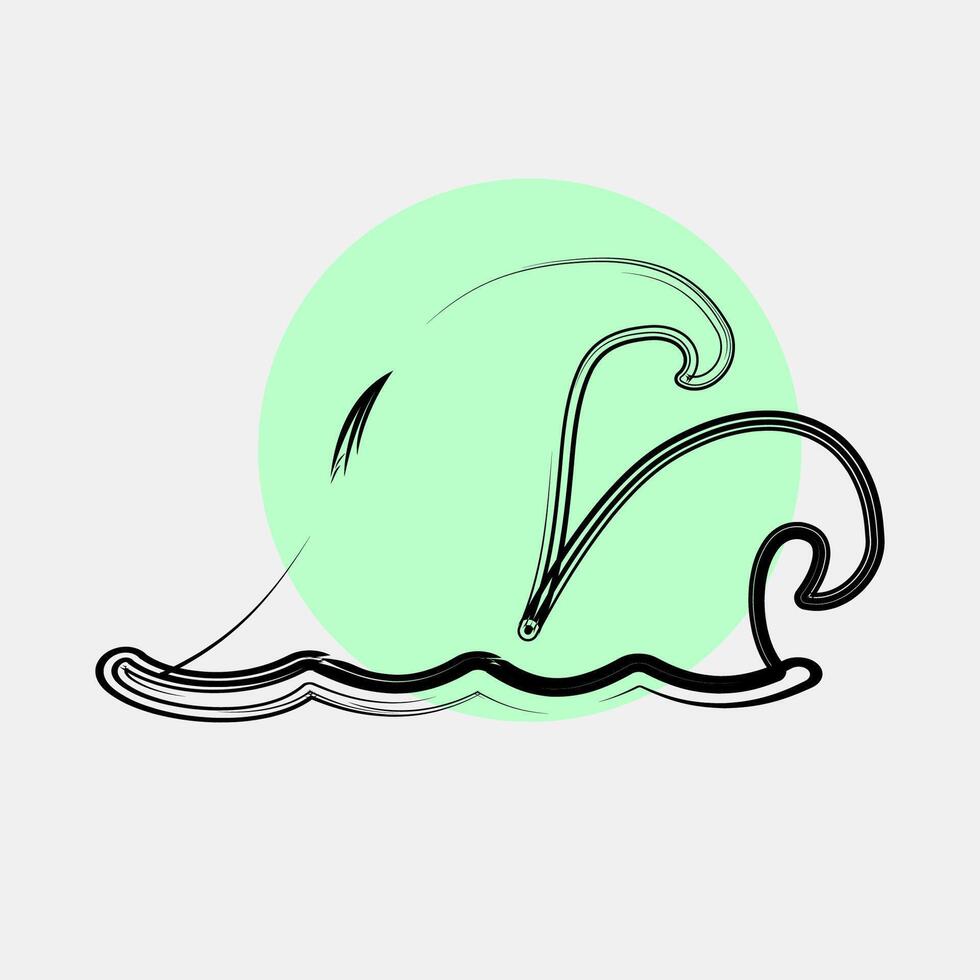 Icon tsunami. Global warming elements. Icon in color spot style. vector