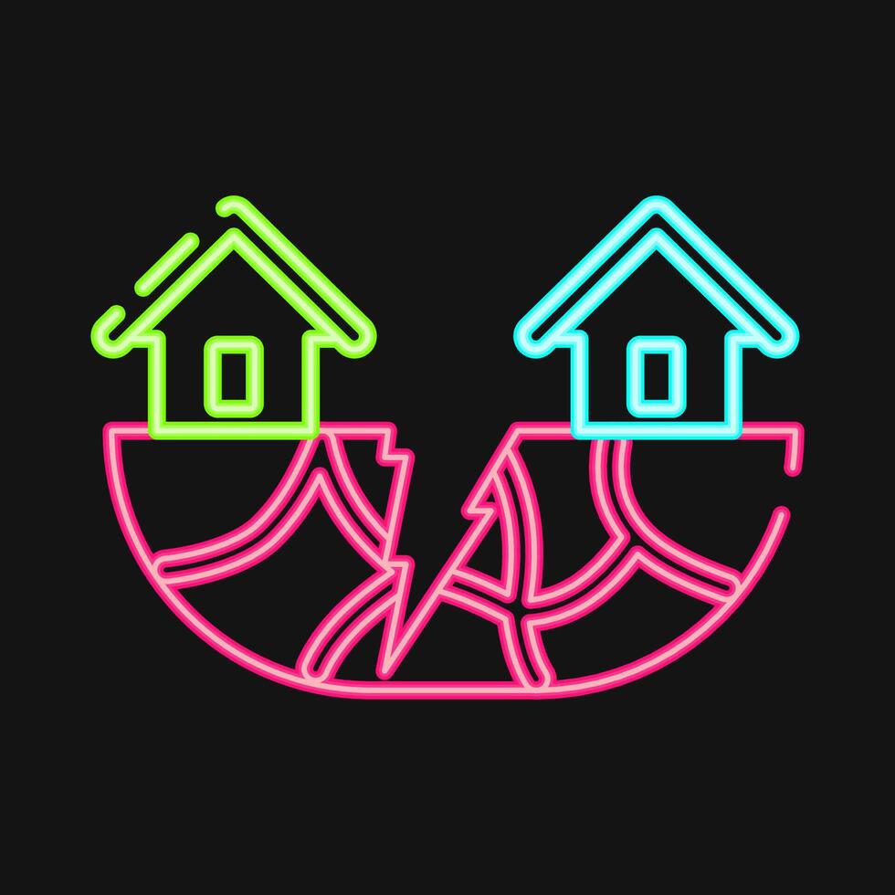 Icon earthquake. Global warming elements. Icon in neon style. vector