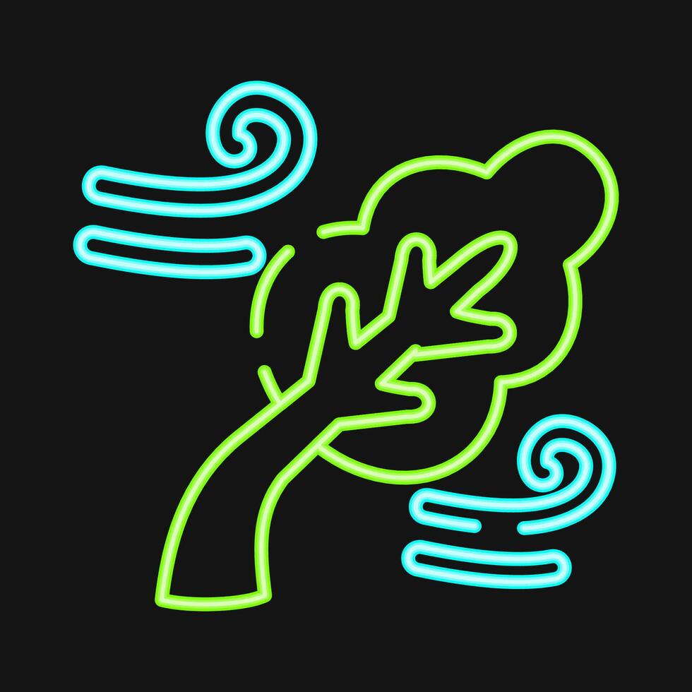 Icon strong winds. Global warming elements. Icon in neon style. vector
