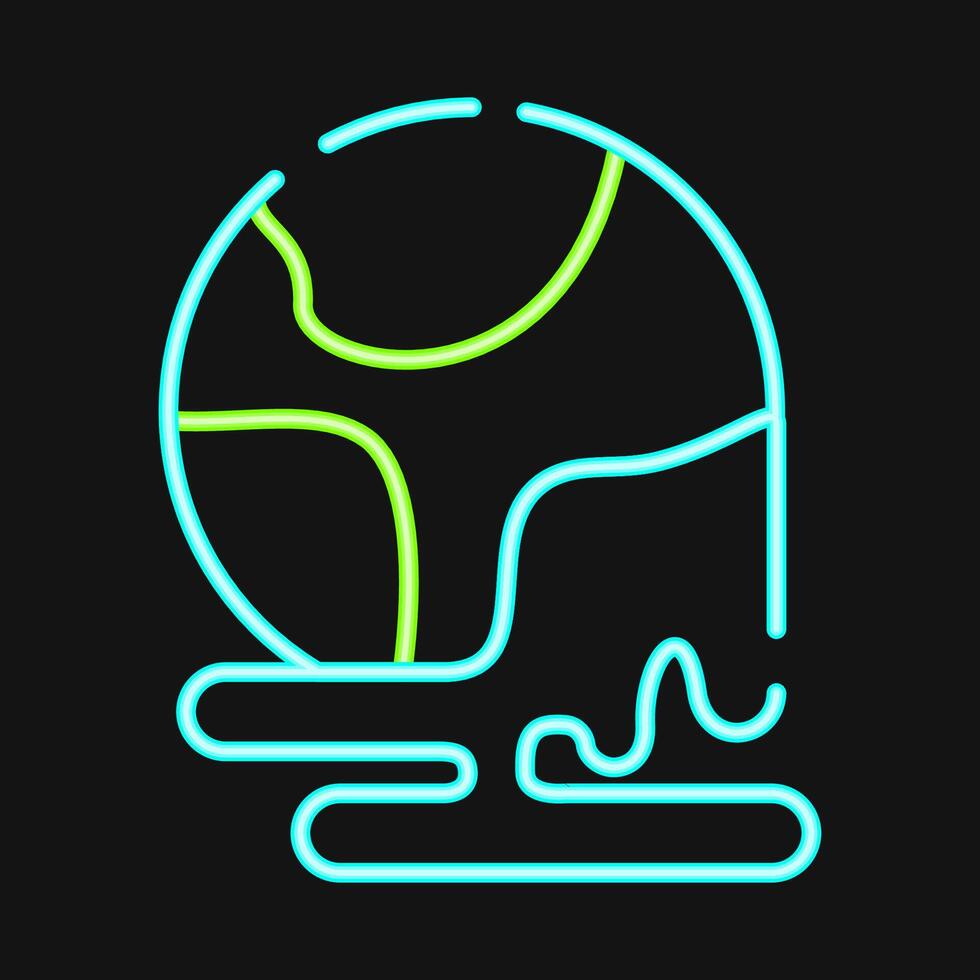 Icon world melting. Global warming elements. Icon in neon style. vector