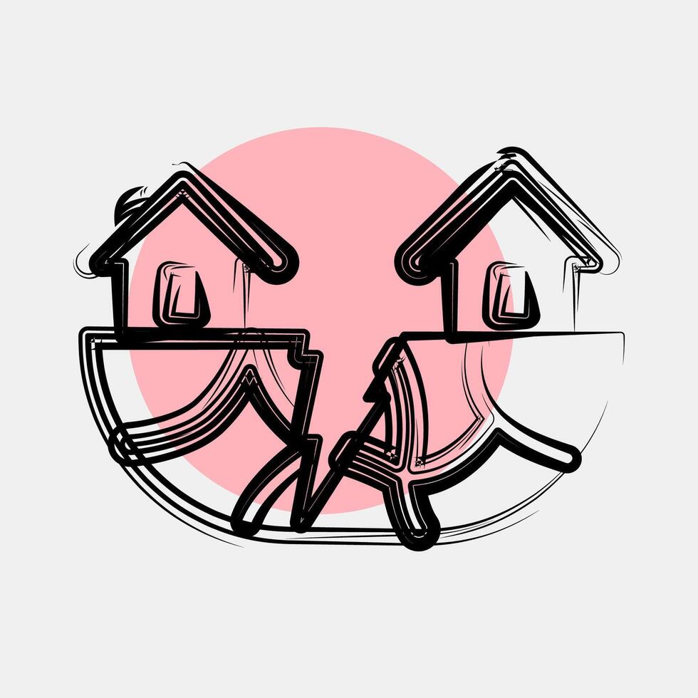 Icon earthquake. Global warming elements. Icon in color spot style. vector
