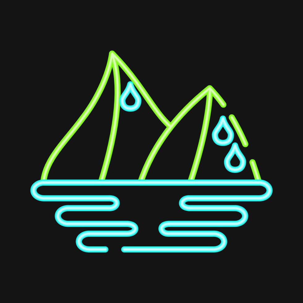 Icon ice melting. Global warming elements. Icon in neon style. vector