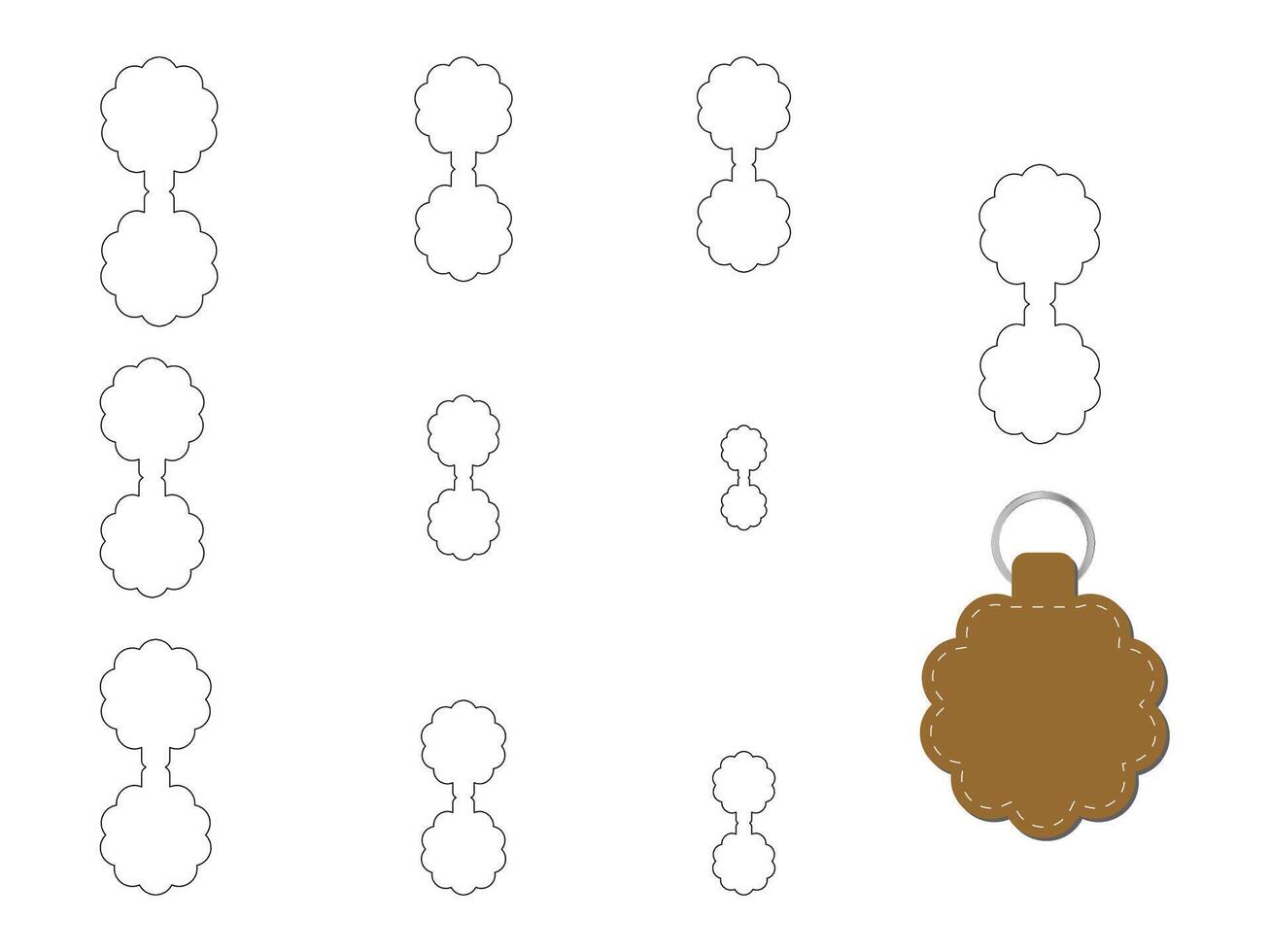 Flower shape keychain key FOB Dieline Template vector