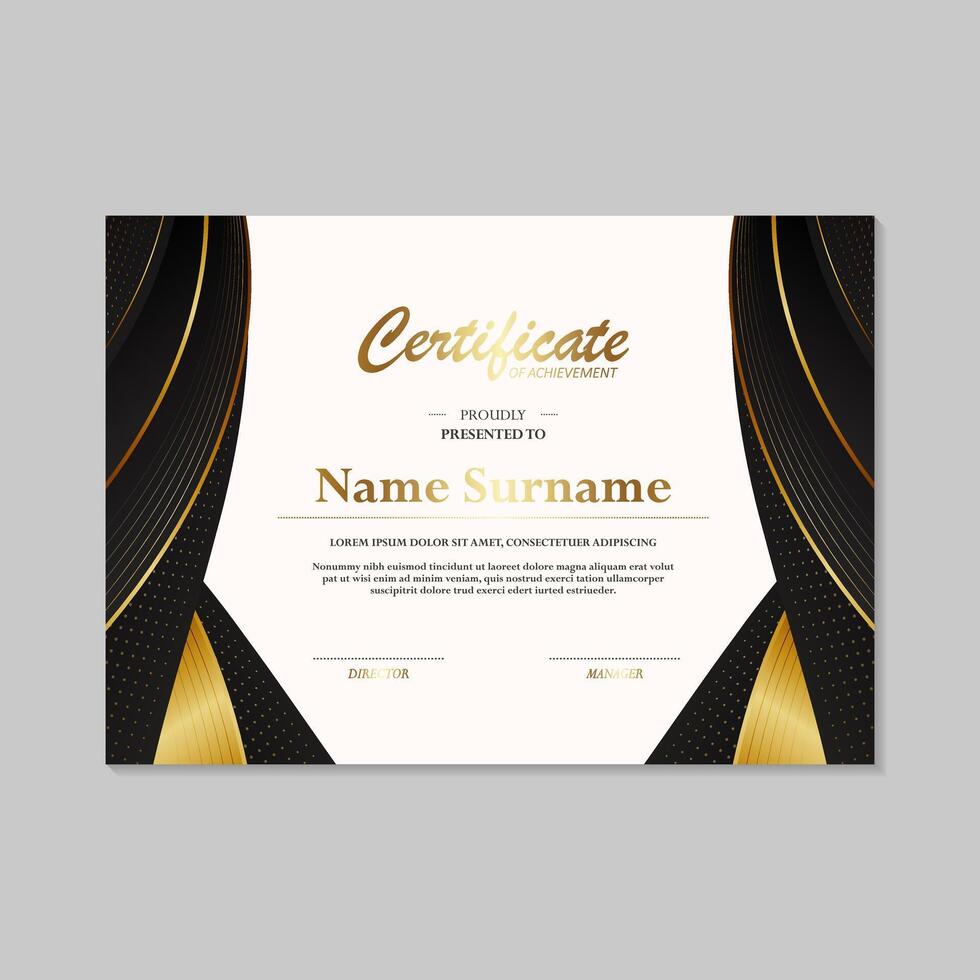 Elegant Dark gold achievement certificate design vector