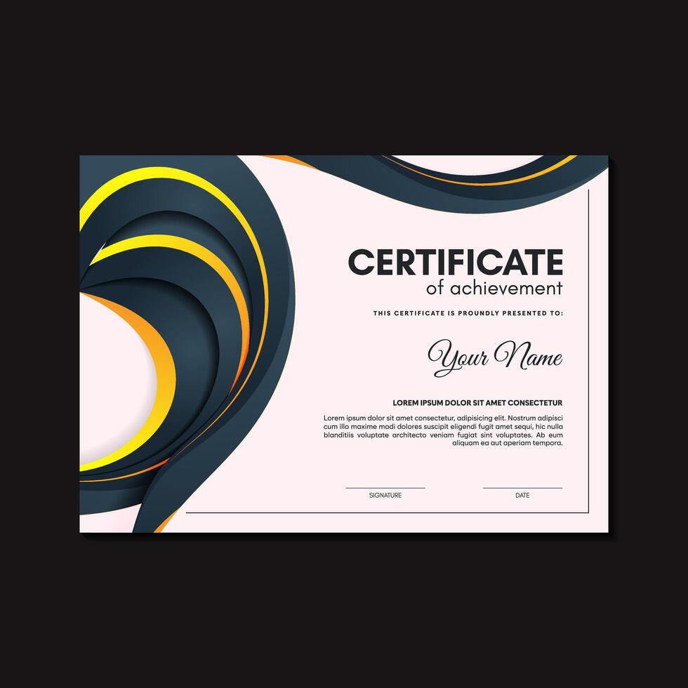 Flat certificate colorful abstract waves vector