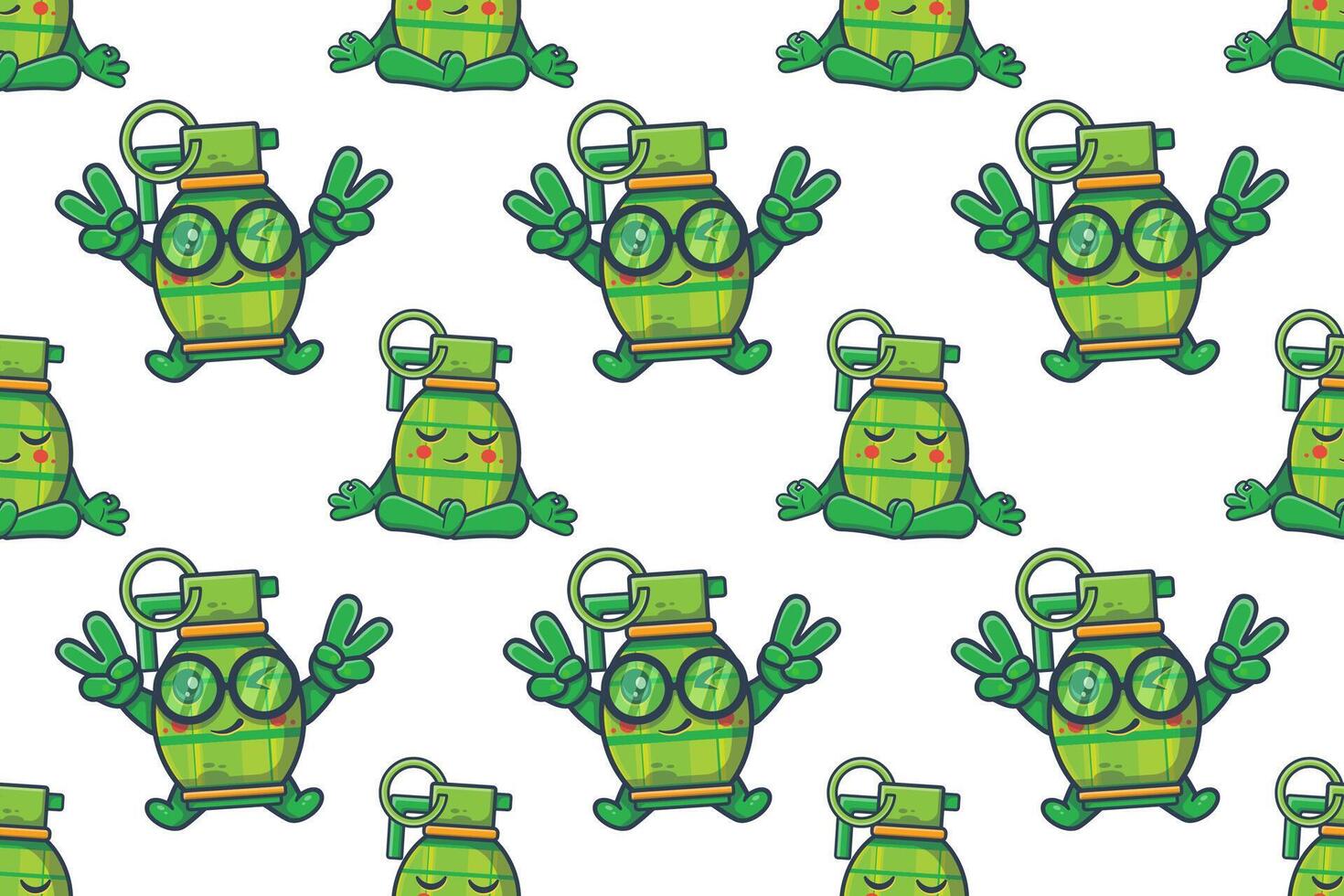 cute grenade character seamless pattern illustration background vector