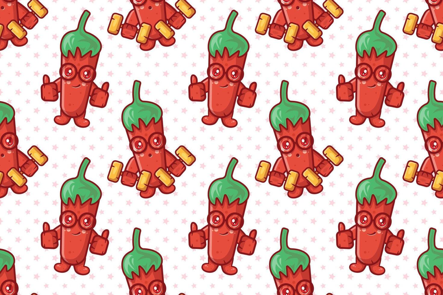 funny chili character seamless pattern illustration background vector