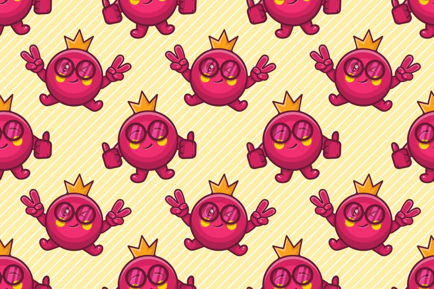 cheerful pomegranate fruit character seamless pattern illustration background vector