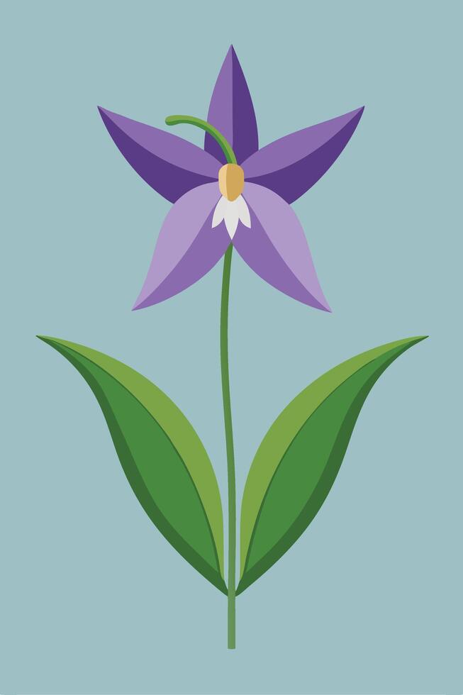 Purple Flower Illustration Simple, Flat Design, Botanical Art vector