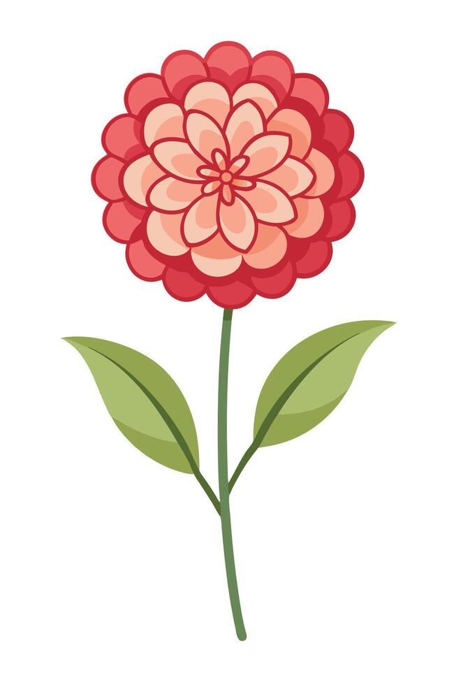 Elegant Red Flower Illustration Simple Floral Design Botanical Art vector