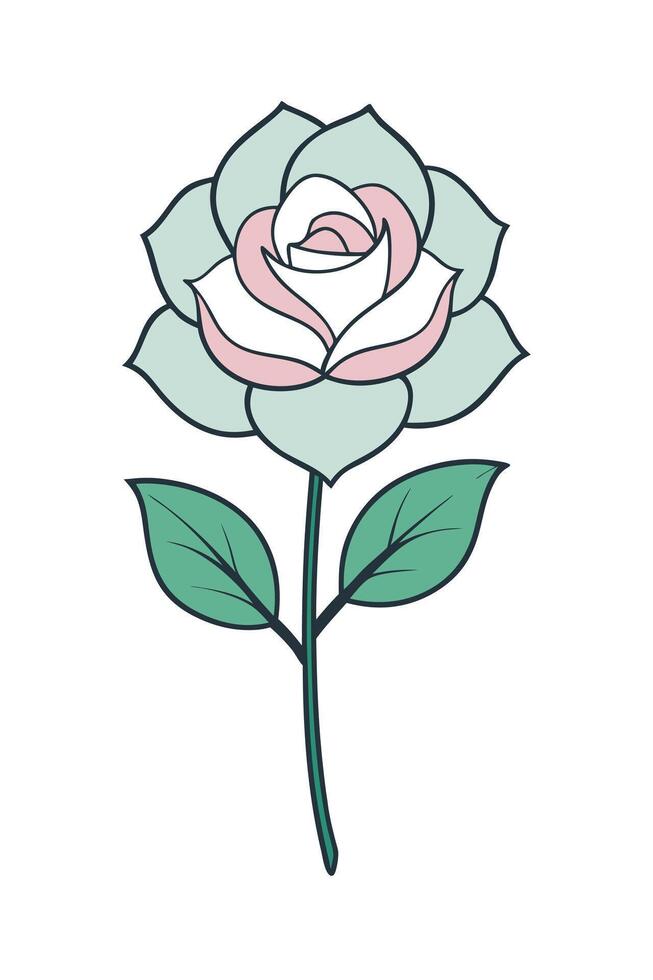 Elegant Pastel Rose Flower Illustration Soft Colors, Floral Design vector