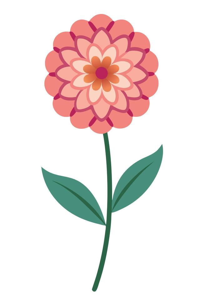 Pink Flower Illustration Simple, Elegant, Floral Design, Botanical Art vector