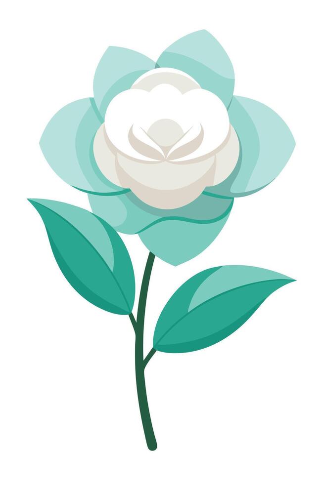 Elegant Teal Flower Blossom Natures Delicate White Bloom vector