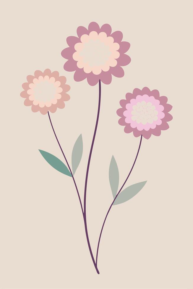 Elegant Pastel Flower Bouquet Simple Floral Design Illustration vector