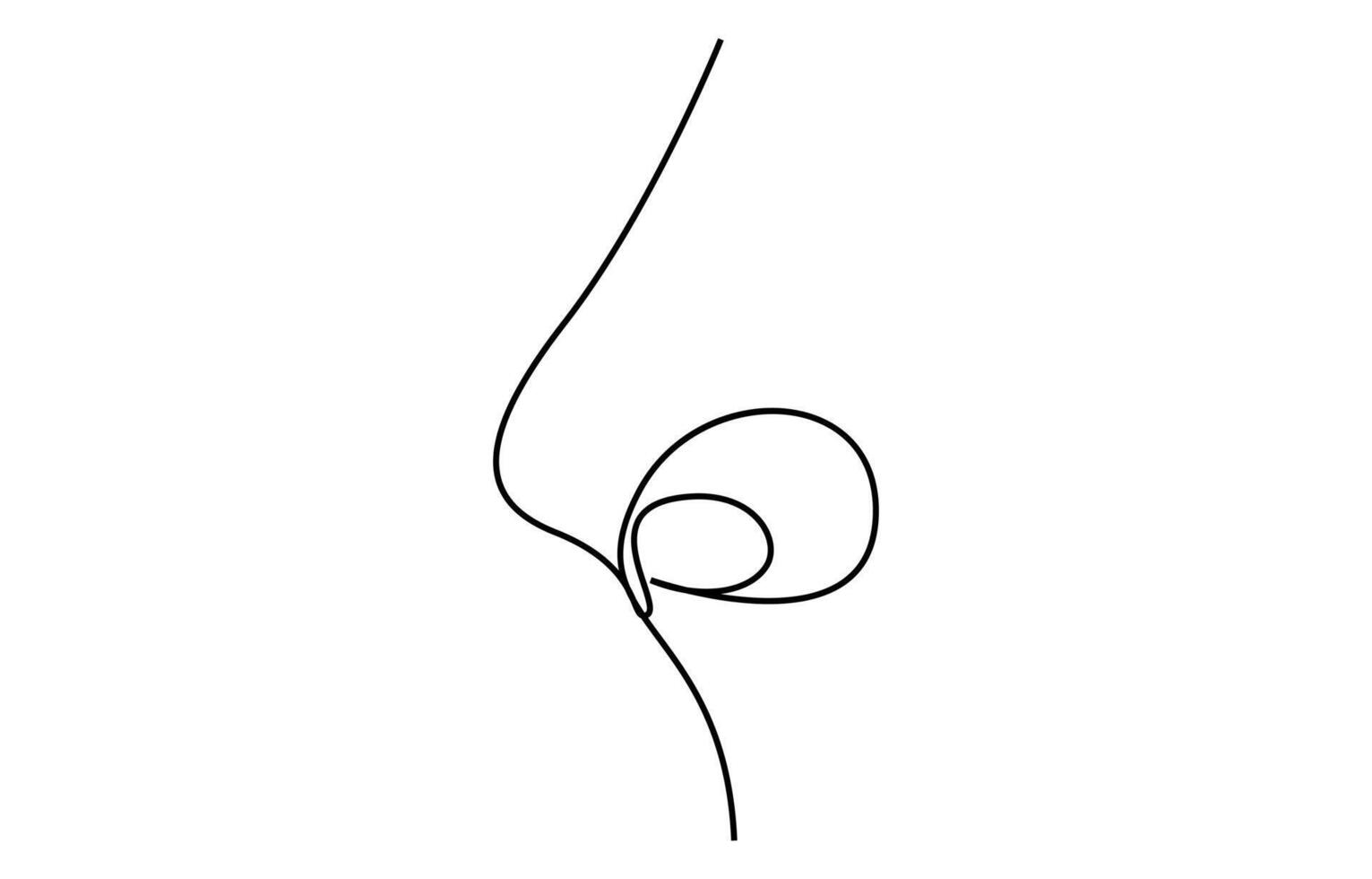 one line art drawing human nose vector