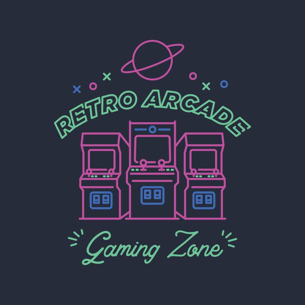 minimalist retro gaming arcade machine line art icon logo illustration design. vector