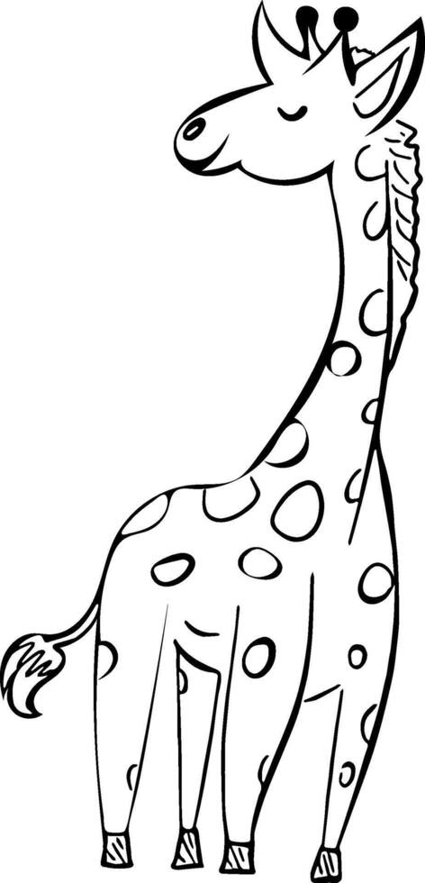 Outline giraffe doodle vector