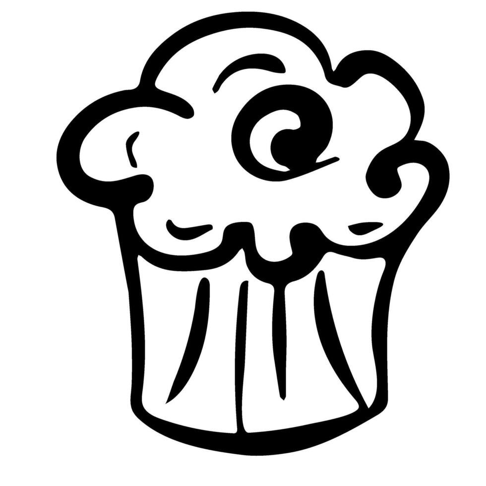 Cupcake outline icon vector