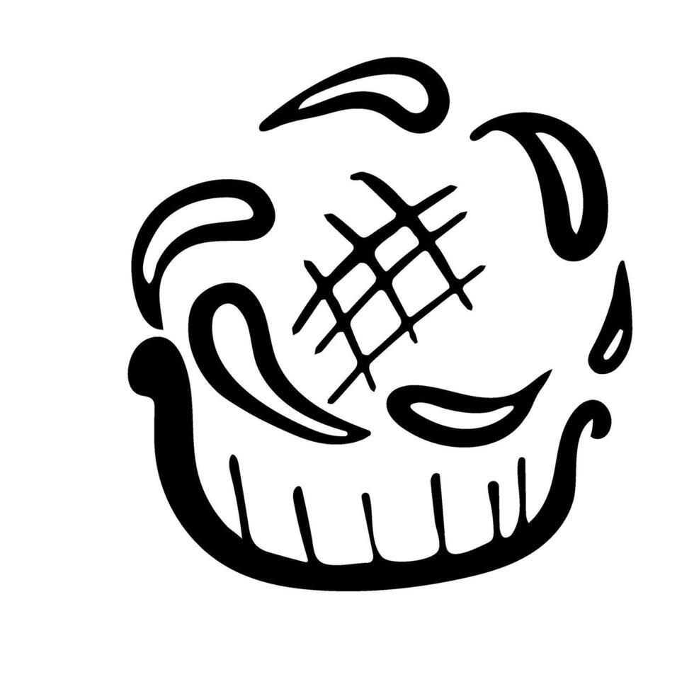Cupcake doodle icon vector