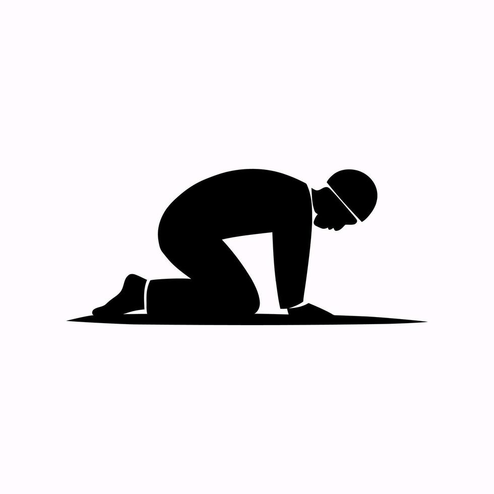 Silhouette of a Man in Prayer Position vector