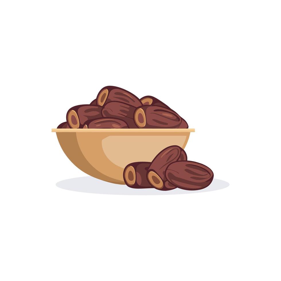 A bowl overflowing with dates, perfect for Ramadan Concept vector