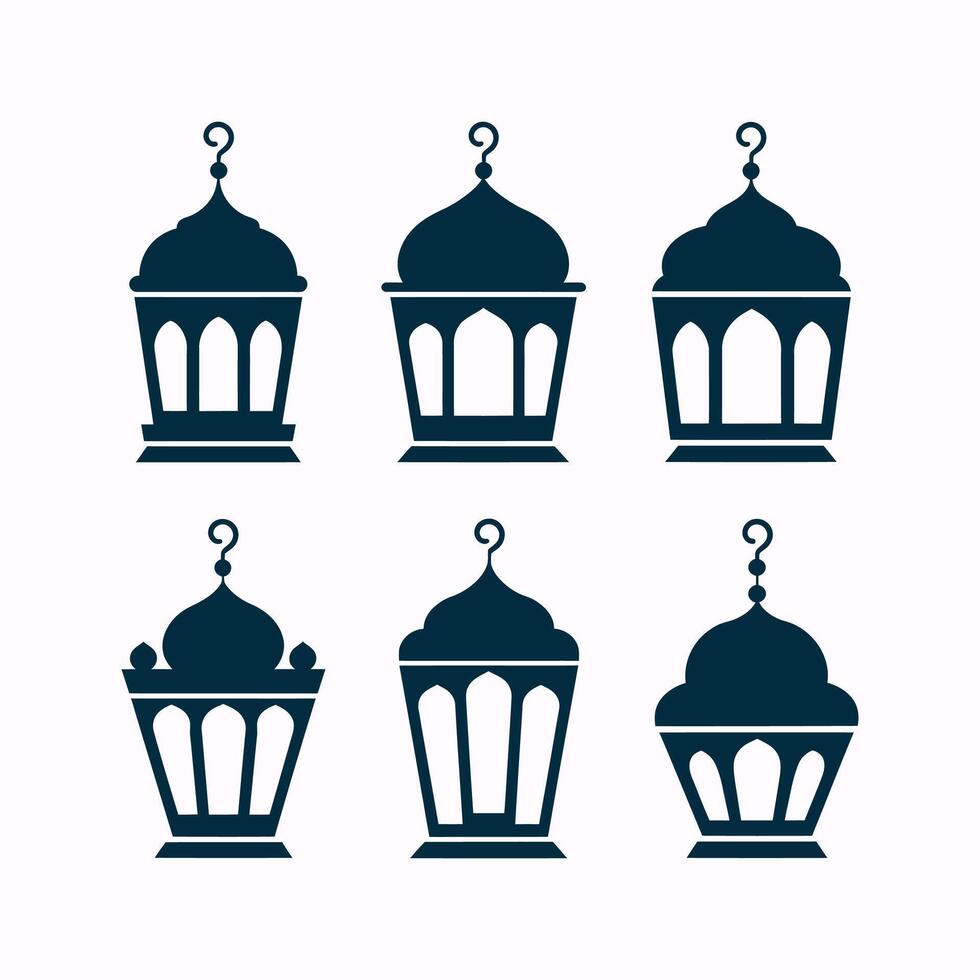 Collection of Different Style Silhouette Islamic Lanterns Design vector