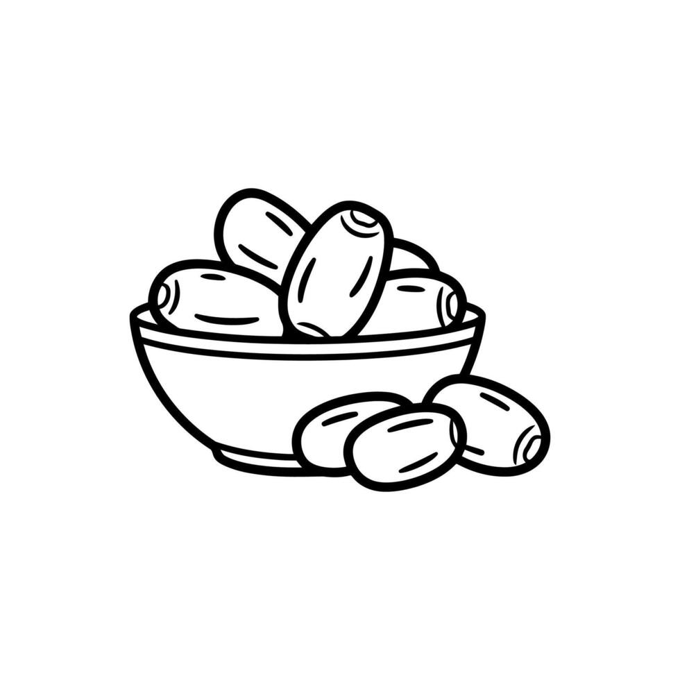 Hand drawn illustration of dates in a bowl vector