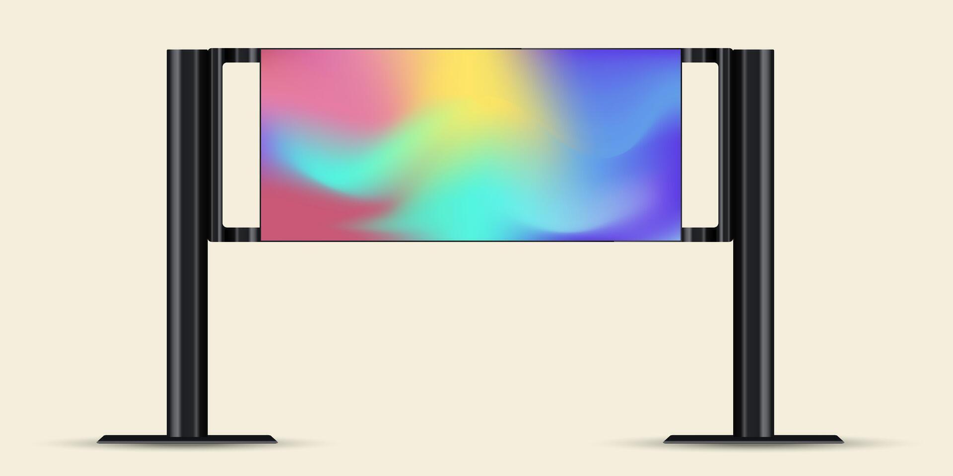 A Huge outdoor street LED screen Mock up design. The LED monitors or TV a sleek, minimalistic black frame and stand in , illustration. vector