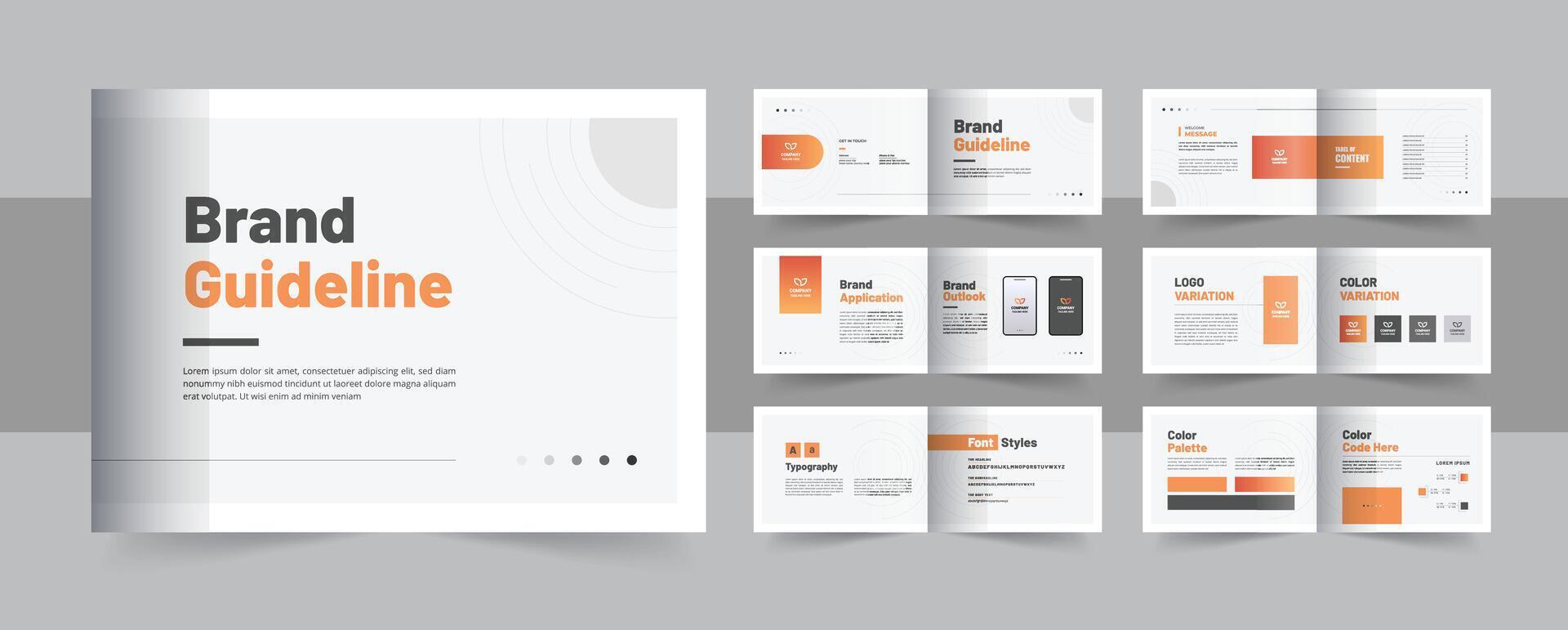 Landscape brand guideline brochure design or brand guideline presentation template layout vector