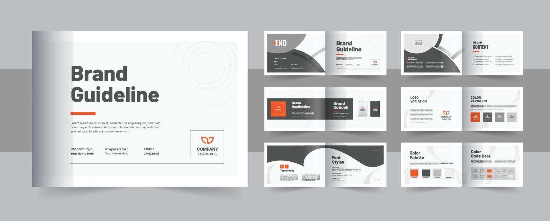 Corporate brand guideline template or company brand manual brochure design layout vector