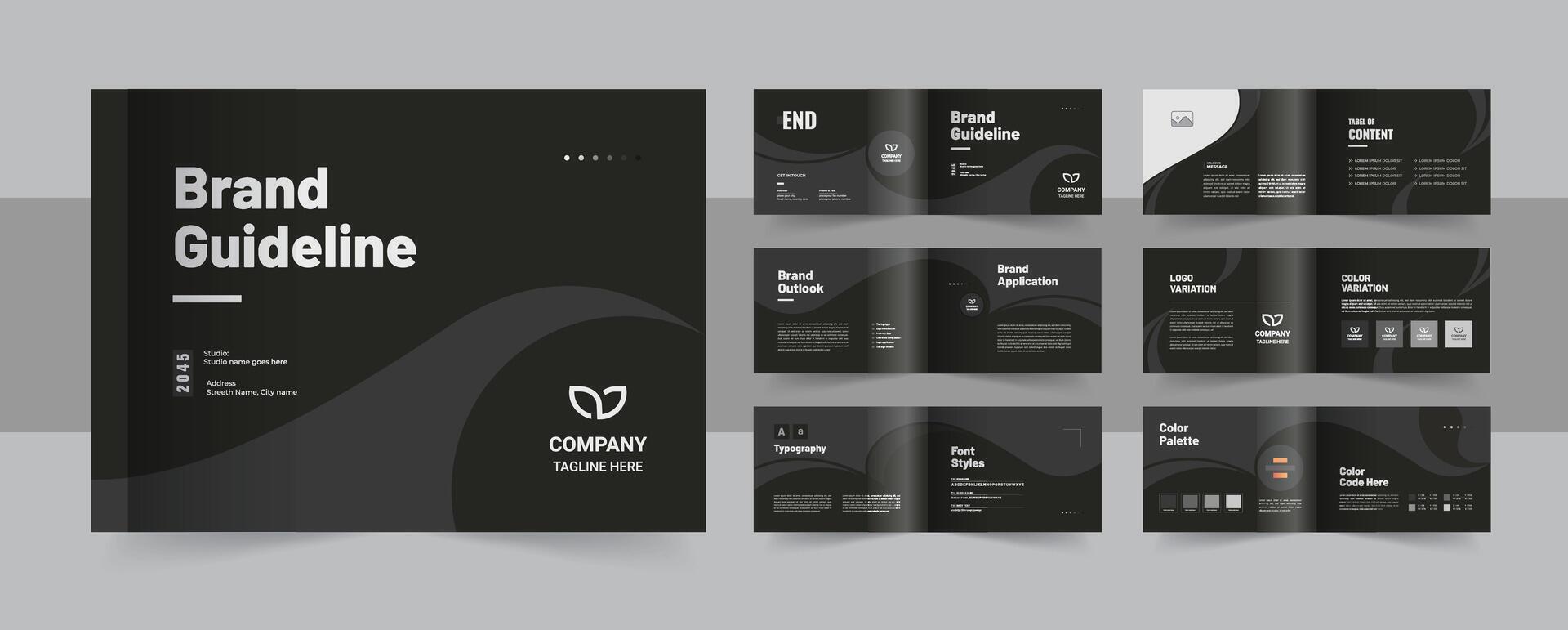 Business brand guideline template or corporate brand guideline presentation design layout vector